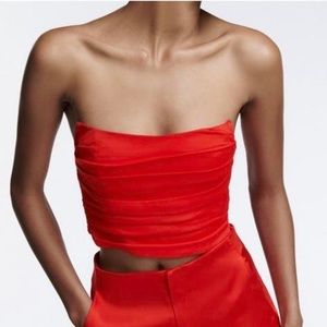 Zara red strapless corset top